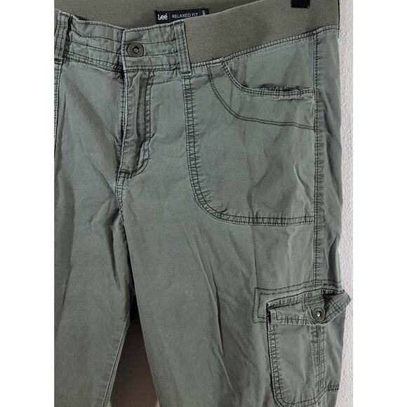 Lee Green Relaxed Fit Cropped Cargo Pants Medium Lightweight Soft Stretch Pocket - Picture 5 of 6